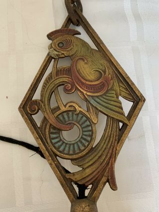 Antique Art Deco Lightolier Cast Iron Parrot Chandelier Hanger Pendant Fixture