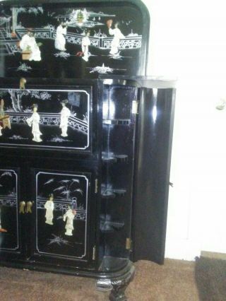 Oriental Black Lacquer Bar/Cabinet 5