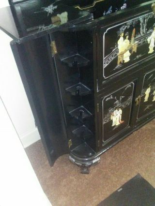 Oriental Black Lacquer Bar/Cabinet 6