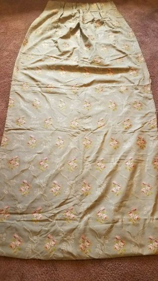 Antique Vtg French Embroidered Floral Silk Drapes Curtains fabric panels Roses 9