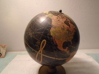 Vintage 1940s Crams Terrestrial Black World Globe 10 1/2  West French Africa