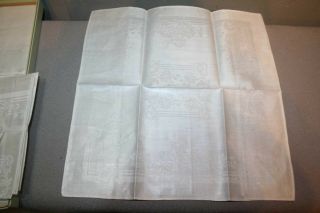 NOS Tablecloth 60 x 80,  8 Napkins VTG Ivory Irish Linen Damask CHRYSANTHEMUM 4