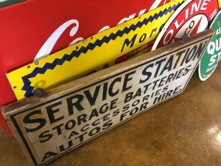 Vintage 1920 ' S DOUBLE SIDED WOODEN HAND PAINTED SERVICE STATION SIGN 2