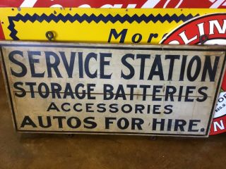Vintage 1920 ' S DOUBLE SIDED WOODEN HAND PAINTED SERVICE STATION SIGN 4