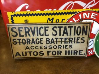 Vintage 1920 ' S DOUBLE SIDED WOODEN HAND PAINTED SERVICE STATION SIGN 5
