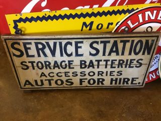 Vintage 1920 ' S DOUBLE SIDED WOODEN HAND PAINTED SERVICE STATION SIGN 6