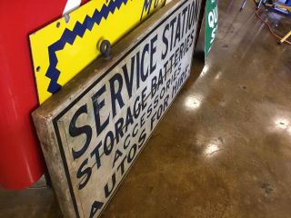 Vintage 1920 ' S DOUBLE SIDED WOODEN HAND PAINTED SERVICE STATION SIGN 7