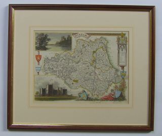 Durham: Antique Map By Thomas Moule,  C1836