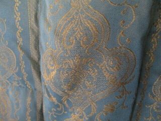 Vintage French Luxurious Feather Filled Quilt Blue w.  Gold Embroidery 4