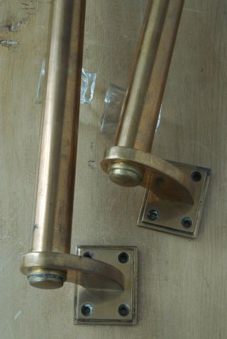 Pair Vintage Pull Door Handles Art Deco Brass Fully Antique Pub 14 