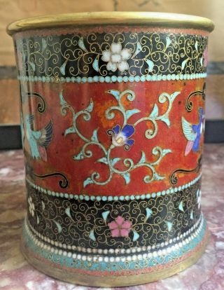 19th C Japanese cloisonne enamel vase brush pot Namikawa Yasuyuki (attributed) 4