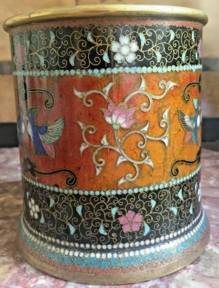 19th C Japanese cloisonne enamel vase brush pot Namikawa Yasuyuki (attributed) 5