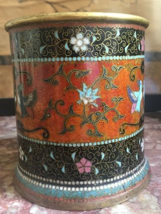 19th C Japanese cloisonne enamel vase brush pot Namikawa Yasuyuki (attributed) 8