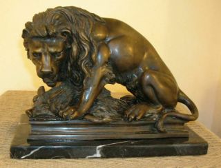 Antique Edwardian Bronze Lion And Kill.  Absolutely Stunning