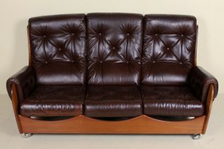 Vintage G Plan Sofa 3 Seater Teak Studio Couch Faux Leather Retro 60s 70s 3