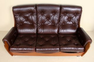 Vintage G Plan Sofa 3 Seater Teak Studio Couch Faux Leather Retro 60s 70s 4