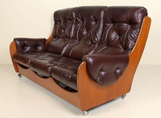 Vintage G Plan Sofa 3 Seater Teak Studio Couch Faux Leather Retro 60s 70s 5