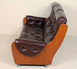 Vintage G Plan Sofa 3 Seater Teak Studio Couch Faux Leather Retro 60s 70s 6