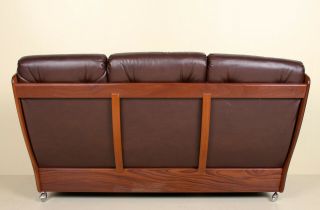 Vintage G Plan Sofa 3 Seater Teak Studio Couch Faux Leather Retro 60s 70s 8