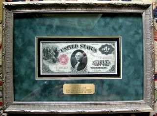 1917 $1 Federal Reserve Note Columbus In Sight Of Land Dual Framed Presentation