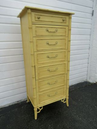 Hollywood Regency Tall Painted Faux Bamboo Lingerie Chest By Thomasville 9688