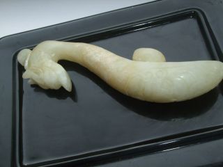 ANTIQUE CHINESE JADE CARVED WITH A DRAGON HEAD BELT BUCKLE 2