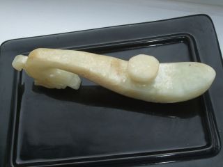 ANTIQUE CHINESE JADE CARVED WITH A DRAGON HEAD BELT BUCKLE 3