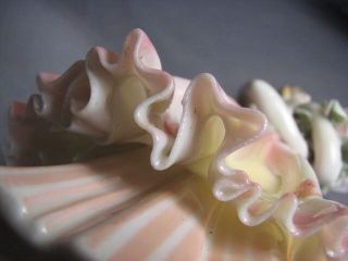 Vintage Art Deco Karl Ens 6 - 1/2 Porcelain Figurine Lady Pink Dress Bouquet Roses 10