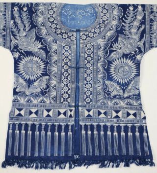 Vintage tribal exotic chinese miao people ' local cloth hand batik costume jacket 2