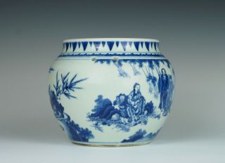 Fine & rare Chinese Transitional porcelain potiche with figures,  Chongzhen 1640 4