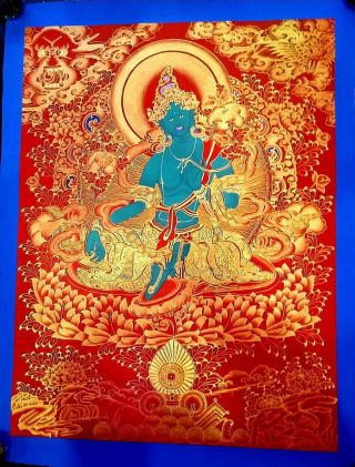 Masterpiece Handpainted Tibetan Green Tara Thangka Painting Chinese Buddhist