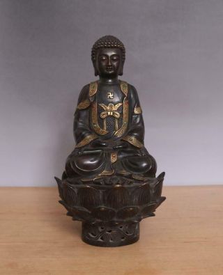 28cm Large Antique Chinese Bronze Or Copper Statue Of Buddha