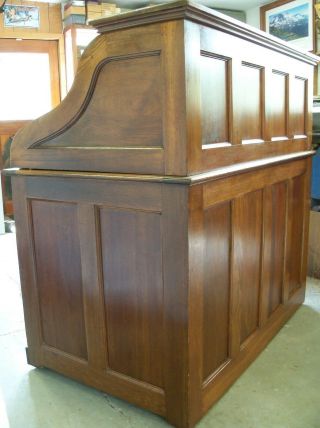 Restored & Refinished Antique Solid Walnut Roll Top Desk w/ S Roll Tambour top 11