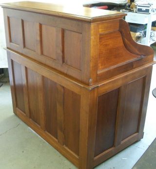 Restored & Refinished Antique Solid Walnut Roll Top Desk w/ S Roll Tambour top 9