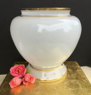Antique French White Opaline Glass Cache Pot Vase