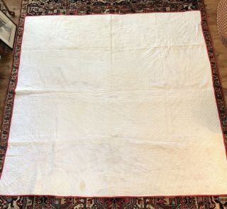 ca 1920s Calico Red & White Touching Stars Patchwork Quilt 73 x 72 7SPI AAFA 11