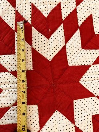 ca 1920s Calico Red & White Touching Stars Patchwork Quilt 73 x 72 7SPI AAFA 3