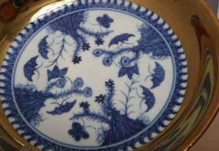Chenghua Signed Antique Chinese Blue & White Porcelain Dish w/ Flowers 3