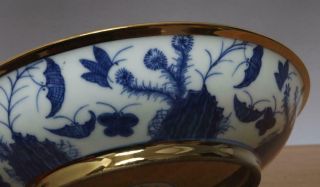 Chenghua Signed Antique Chinese Blue & White Porcelain Dish w/ Flowers 5
