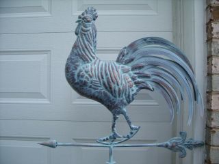 Large 3D Rooster Weathervane Antique Copper Finish Weather Vane Hand Crafted 2