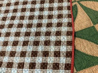 Antique PA c 1890s Rob Peter Pay Paul QUILT Green Brown 10