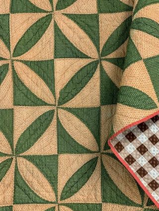 Antique Pa C 1890s Rob Peter Pay Paul Quilt Green Brown