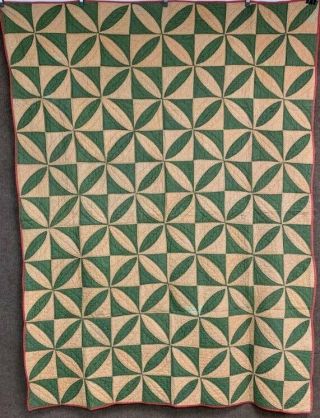 Antique PA c 1890s Rob Peter Pay Paul QUILT Green Brown 2