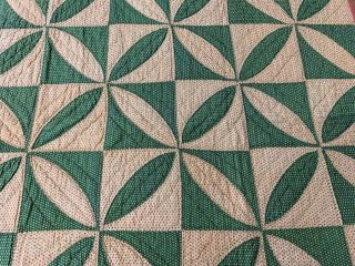 Antique PA c 1890s Rob Peter Pay Paul QUILT Green Brown 4