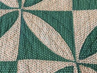 Antique PA c 1890s Rob Peter Pay Paul QUILT Green Brown 7