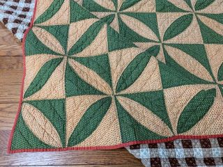 Antique PA c 1890s Rob Peter Pay Paul QUILT Green Brown 9