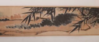 Pan Tianshou Signed Old Chinese Hand Painted Calligraphy Scroll w/Bird 3