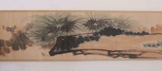 Pan Tianshou Signed Old Chinese Hand Painted Calligraphy Scroll w/Bird 4
