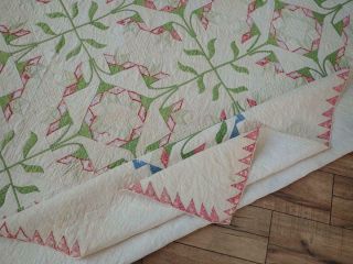 Once Grand Antique c1860 Applique Carolina Lily Quilt 95 