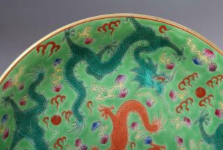 Qianlong Signed Antique Chinese Famille Rose Dish W/dragon 5